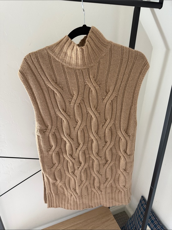 Autumn Cashmere Dresses & Skirts - Autumn Cashmere Cable Knit Sleeveless Turtleneck Dress in Camel